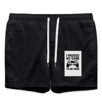 I paused my Game to be here - Badeshorts - Schwarz - Vorne - AI Model Male 185 light (185cm)