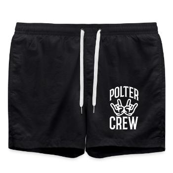 Polter Crew Polterabend - Badeshorts - Schwarz - Vorne - AI Model Male 185 light (185cm)