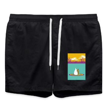 Ente taucht ab - Badeshorts - Schwarz - Vorne - AI Model Male 185 light (185cm)