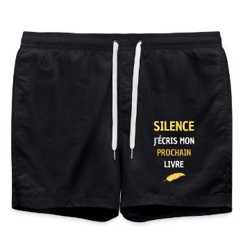 SILENCE J'ECRIS MON PROCHAIN LIVRE - Short de bain - noir - Devant - AI Model Male 185 light (185cm)