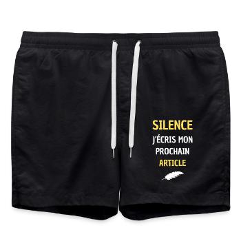 SILENCE J'ECRIS MON PROCHAIN ARTICLE - Short de bain - noir - Devant - AI Model Male 185 light (185cm)