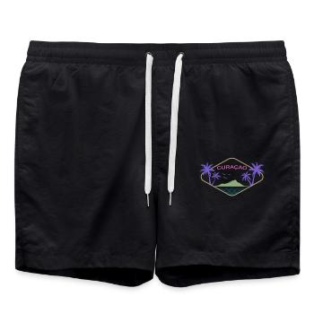 Curacao Palm Trees Island Caribbean Beach Sea Souvenir - Swim Trunks - black - Front - AI Model Male 185 light (185cm)