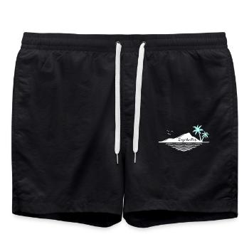 Seychelles Palm Trees Island Sea Dream Vacation Souvenir - Swim Trunks - black - Front - AI Model Male 185 light (185cm)