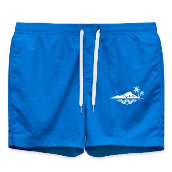 Seychelles Palm Trees Island Sea Dream Vacation Souvenir - Swim Trunks - cobalt blue - Front