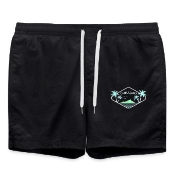 Curacao Caribbean Island Palm Beach Vacation Souvenir - Swim Trunks - black - Front - AI Model Male 185 light (185cm)