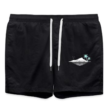 Curacao Island with Palm Trees Dream Vacation Destination - Swim Trunks - black - Front - AI Model Male 185 light (185cm)