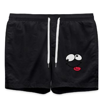 Stupid Crazy Grimace Comic Cartoon Face - Swim Trunks - black - Front - AI Model Male 185 light (185cm)