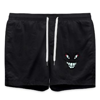 psychopathe fou clown joker sourire bouche - Short de bain - noir - Devant - AI Model Male 185 light (185cm)
