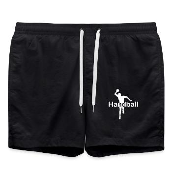Joueur de handball écriture au centre blanc - Short de bain - noir - Devant - AI Model Male 185 light (185cm)