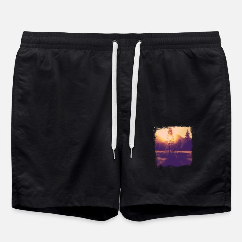 Baum Lichtung Sonnenschein - Badeshorts - Schwarz