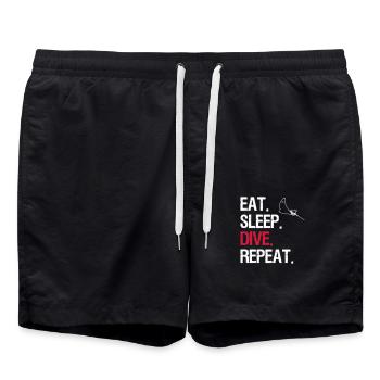 Eat Sleep Dive Repeat - Adlerrochen - Short de bain - noir - Devant - AI Model Male 185 light (185cm)