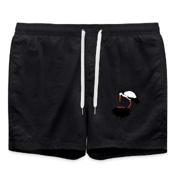Cigogne et son nid avec des graffitis de progéniture - Short de bain - noir - Devant - AI Model Male 185 light (185cm)
