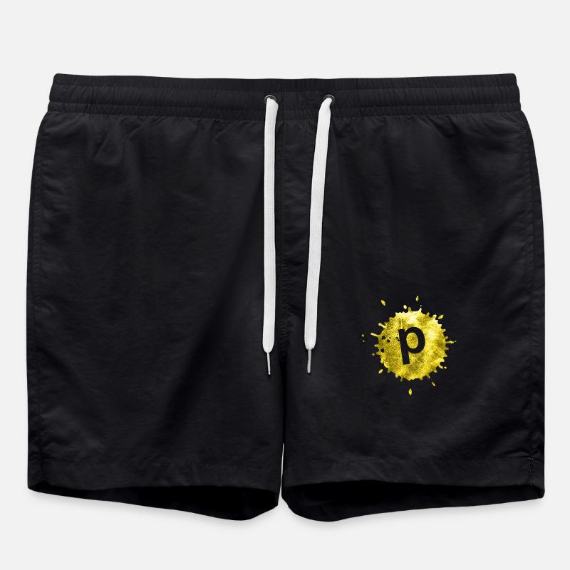 stain yellow p - Swim Trunks - black