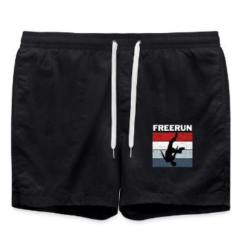 Freerun color gift parkour humor tracer - Swim Trunks - black - Front - AI Model Male 185 light (185cm)