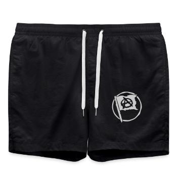 Symbol Anarchie Logo Flagge - Badeshorts - Schwarz - Vorne - AI Model Male 185 light (185cm)