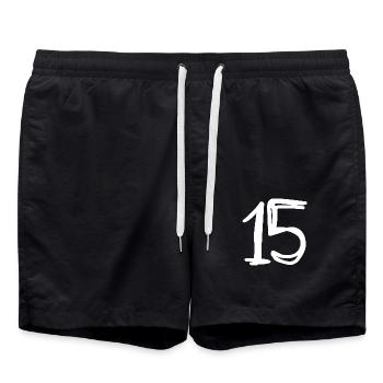 15 ANS. 15e ANNIVERSAIRE. ANNIVERSAIRE 15 ANS. 15 - Short de bain - noir - Devant - AI Model Male 185 light (185cm)