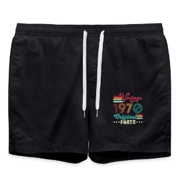 Vintage 1970 Original, Cadeau D'anniversaire - Short de bain - noir - Devant - AI Model Male 185 light (185cm)