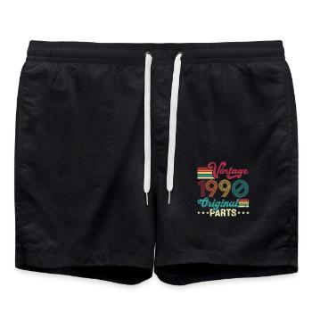 Vintage 1990 Original, Geburtstagsgeschenk - Badeshorts - Schwarz - Vorne - AI Model Male 185 light (185cm)