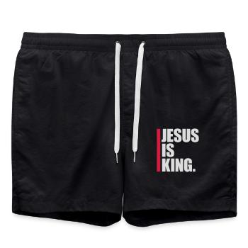 jesus is king Zitat - Badeshorts - Schwarz - Vorne - AI Model Male 185 light (185cm)