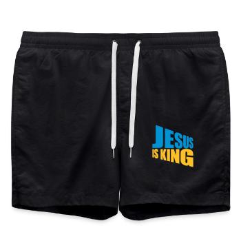 jesus is king quote - Swim Trunks - black - Front - AI Model Male 185 light (185cm)