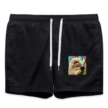 Le chat persan Negan comme pulvérisateur - Short de bain - noir - Devant - AI Model Male 185 light (185cm)