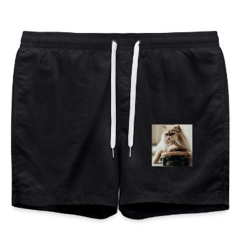 Le chat persan Negan: patineur - Short de bain - noir - Devant - AI Model Male 185 light (185cm)