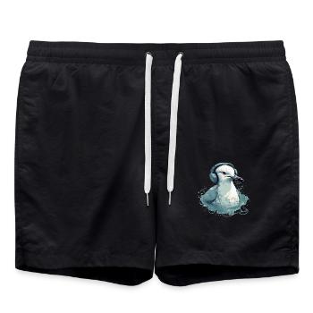 Mila, die audiophile Möwe - Badeshorts - Schwarz - Vorne - AI Model Male 185 light (185cm)