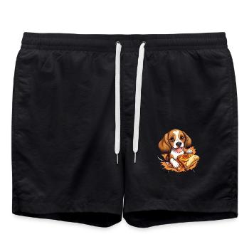 Beagle amateur de pizza : irrésistiblement sucré - Short de bain - noir - Devant - AI Model Male 185 light (185cm)