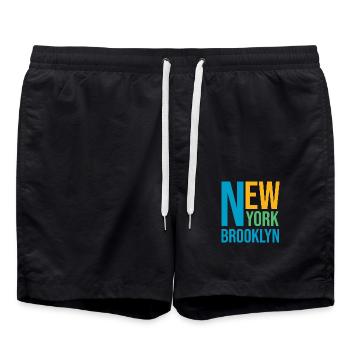 New York Brooklyn Souvenir - Swim Trunks - black - Front - AI Model Male 185 light (185cm)