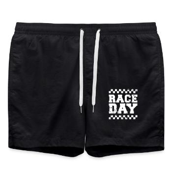 race day Zielflagge Autorennen Formel Racing Logo - Badeshorts - Schwarz - Vorne - AI Model Male 185 light (185cm)