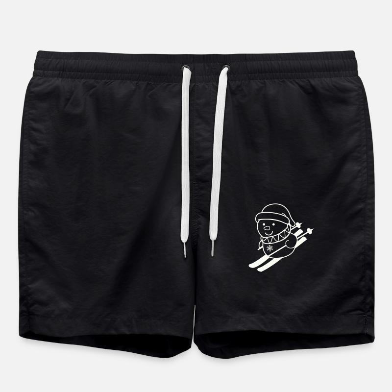 ski fahrer schneemann 01 - Badeshorts - Schwarz
