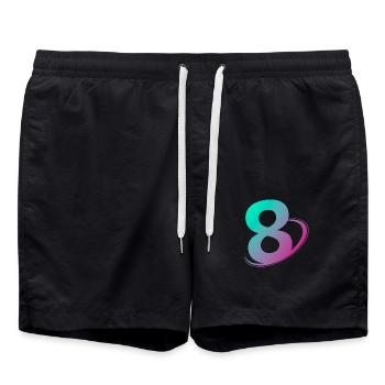 Number 8 multicolor - Swim Trunks - black - Front - AI Model Male 185 light (185cm)