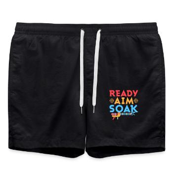 Ready Aim Soak Squirt Gun Summer Water Fun - Badeshorts - Schwarz - Vorne - AI Model Male 185 light (185cm)