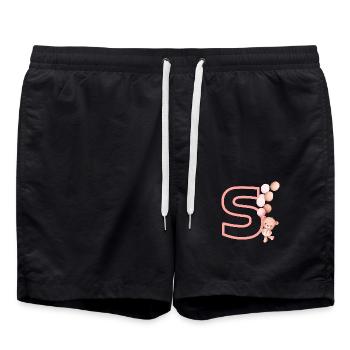 Lettre s rose ours - Short de bain - noir - Devant - AI Model Male 185 light (185cm)