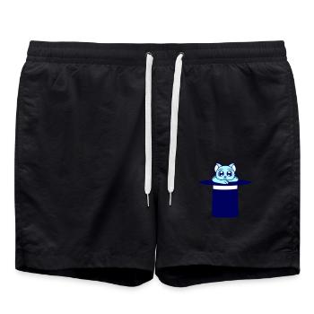 Chapeau haut de forme magique enchanté Chat sorcier - Short de bain - noir - Devant - AI Model Male 185 light (185cm)