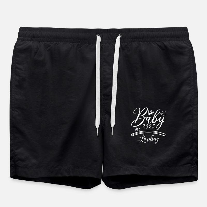 Baby 2025 Loading Saying - Swim Trunks - black