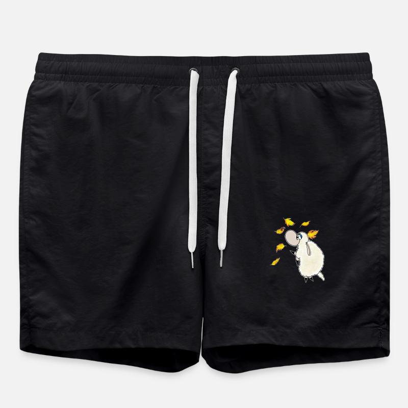 Wolly Sheepling Autumn Leaf Fall - Swim Trunks - black