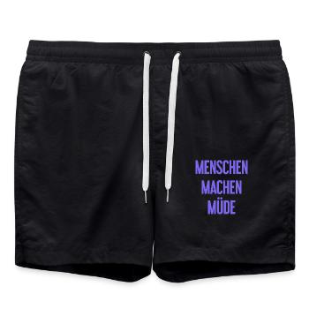 People make you tired - Funny saying - Swim Trunks - black - Front - AI Model Male 185 light (185cm)