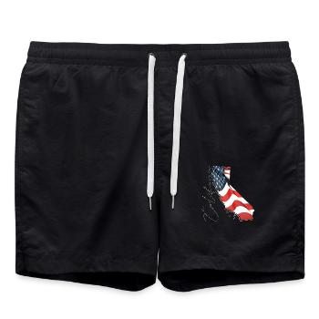 USA Flagge in der California State Landkarte CA - Badeshorts - Schwarz - Vorne - AI Model Male 185 light (185cm)