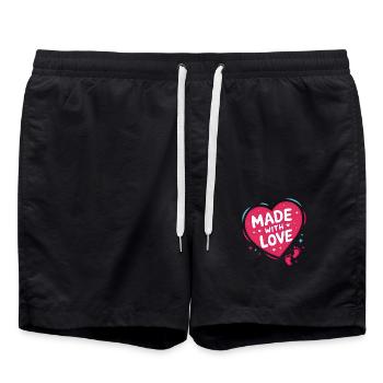 Schwangerschaft Geburt - Made With Love - Badeshorts - Schwarz - Vorne - AI Model Male 185 light (185cm)