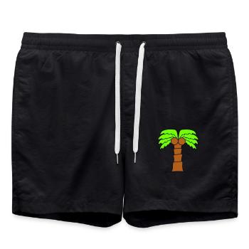 Palme Insel Baum Strand Urlaub Kokosnuss Meer Cool - Badeshorts - Schwarz - Vorne - AI Model Male 185 light (185cm)