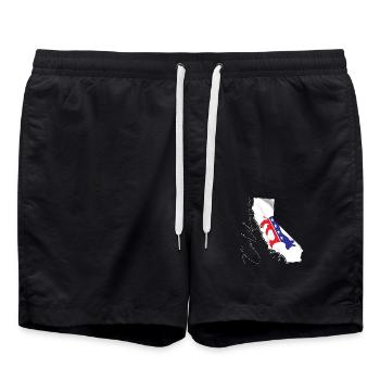 Democrat Flag in California State Map CA - Swim Trunks - black - Front - AI Model Male 185 light (185cm)