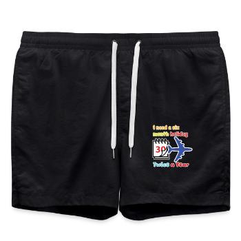 I need a six month holiday twice a year - Swim Trunks - black - Front - AI Model Male 185 light (185cm)
