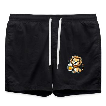 Cute Lion Drinking Beer 3 - Badeshorts - Schwarz - Vorne - AI Model Male 185 light (185cm)