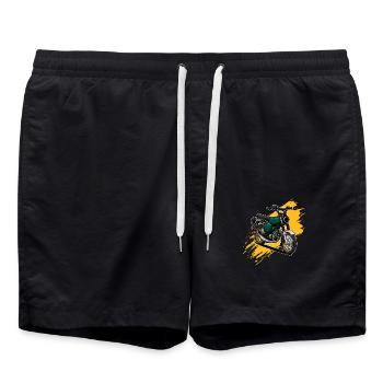 S51 (grün) // Illustration - Badeshorts - Schwarz - Vorne - AI Model Male 185 light (185cm)