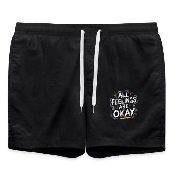 Permettre les sentiments : message sur la santé mentale - Short de bain - noir - Devant - AI Model Male 185 light (185cm)