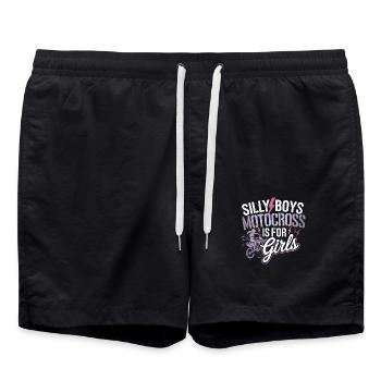 Motocross for strong women - Swim Trunks - black - Front - AI Model Male 185 light (185cm)