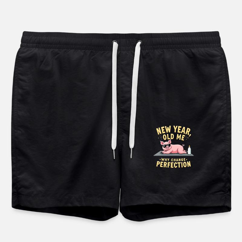 Sarcastic Joke - New Year - Swim Trunks - black