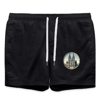 Kölner Dom - Badeshorts - Schwarz - Vorne - AI Model Male 185 light (185cm)