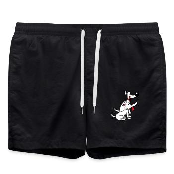 2 chiens équipe deux amis queue wiggle équipage - Short de bain - noir - Devant - AI Model Male 185 light (185cm)